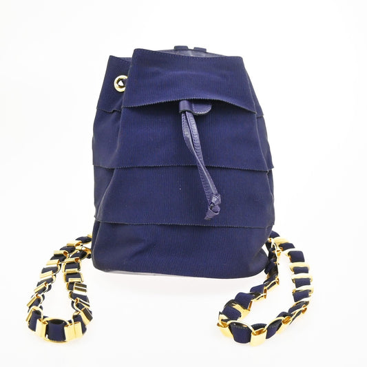 SALVATORE FERRAGAMO Vara Chain Shoulder Bag Canvas Leather Purple GHW 63KC612