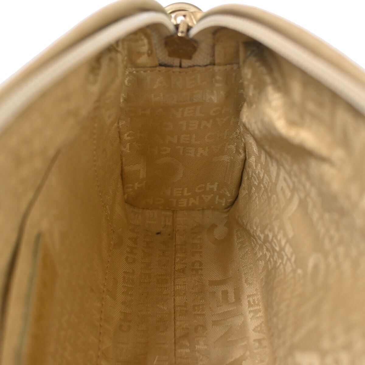 CHANEL CC Logo Chocolate Bar 2Way Hand Bag Leather Beige GHW Italy 11GA902