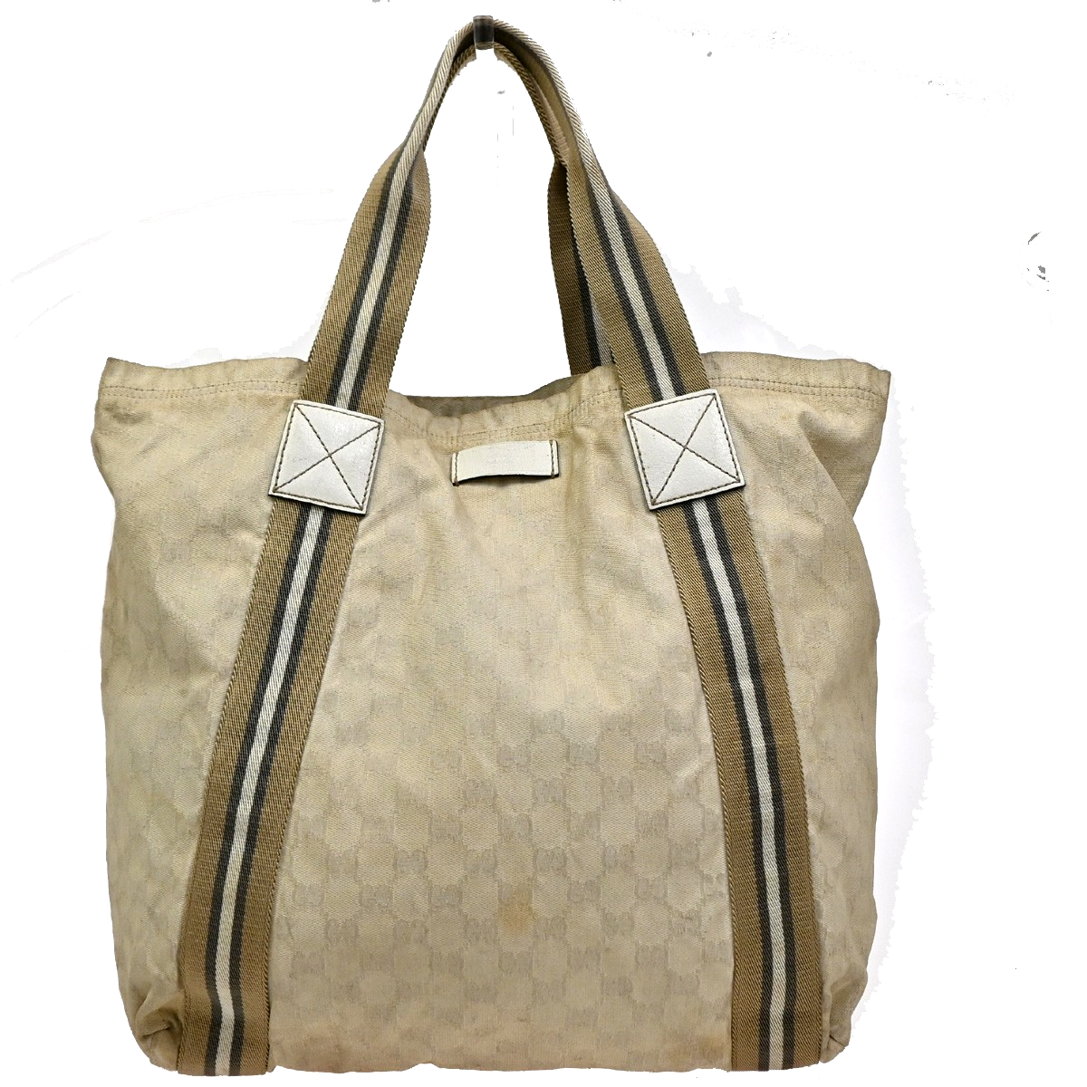 22.Live GUCCI Logo GG Pattern Shoulder Bag Canvas Leather Beige Italy 63EG210