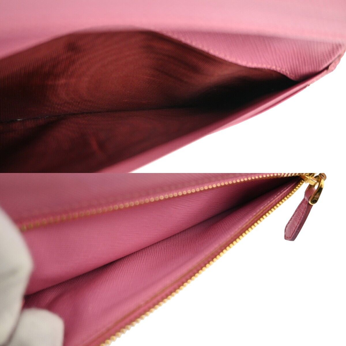 PRADA Logo Saffiano Bow Long Bifold Wallet Purse Leather Pink Italy 02EA641
