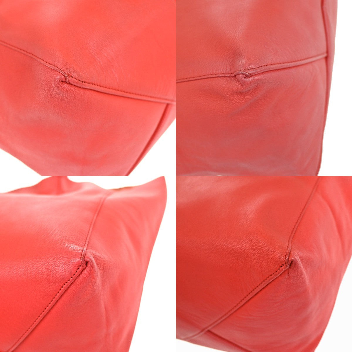 CELINE Logo Horizontal Cabas Shoulder Tote Bag Leather Red GHW Italy 86YJ106