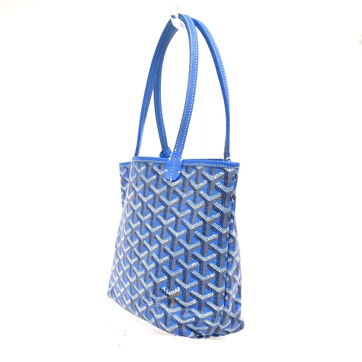 GOYARD Anjou Mini  Shoulder Hand Tote Bag Pouch Blue Canvas Leather 654RL918