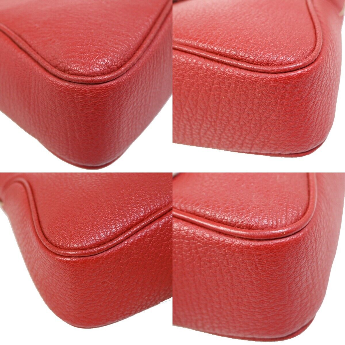 SALVATORE FERRAGAMO Logo Shoulder Bag Leather Red Silver Made In Italy 65FA578