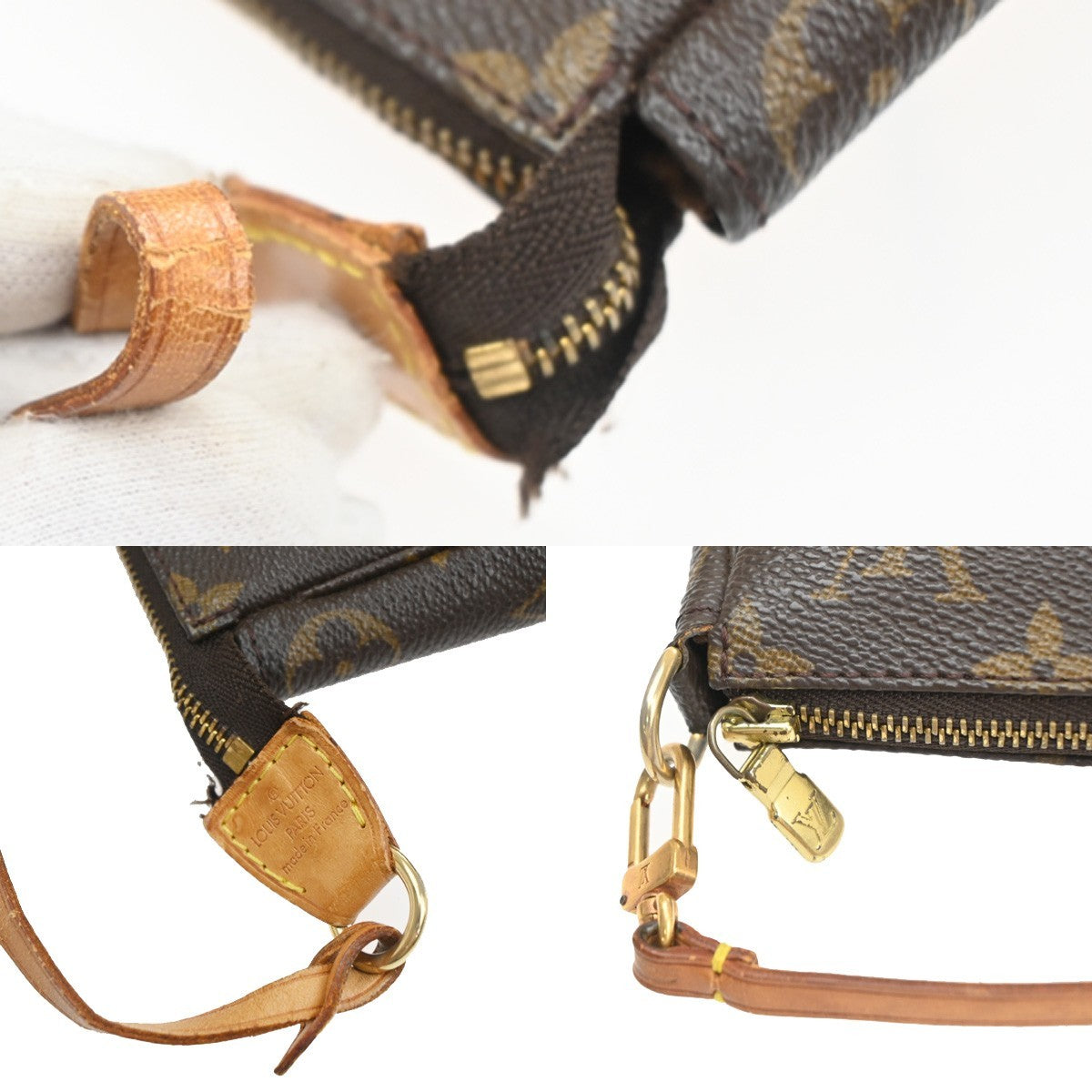 LOUIS VUITTON Pochette Accessoires Hand Bag Monogram Leather BN M51980  88SA105