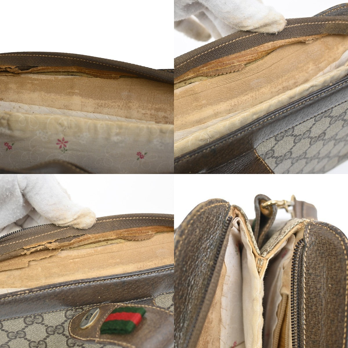 GUCCI GG Pattern Sherry Shoulder Bag PVC Leather Brown Beige GHW Italy 04DA034