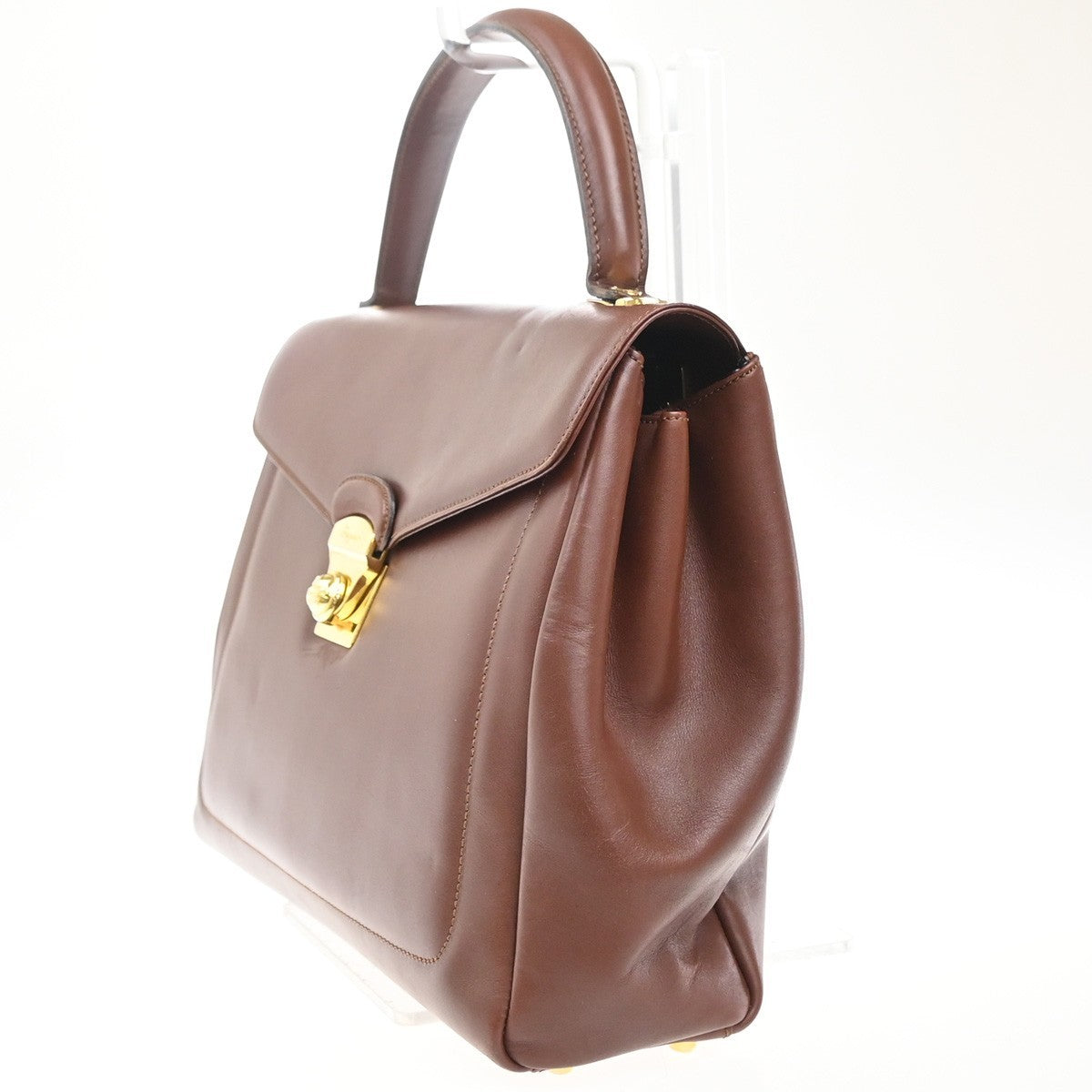 SALVATORE FERRAGAMO Logo Flap Shoulder Hand Bag Leather Brown GHW Italy 67MA410