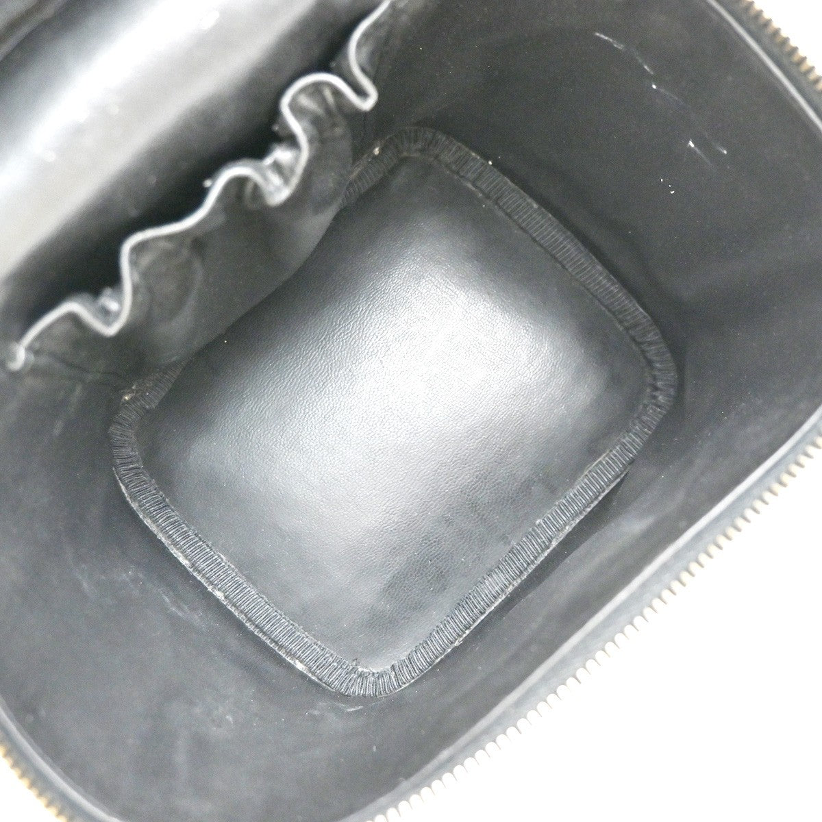 CHANEL CC Vanity Cosmetic Hand Bag Grained Calfskin Leather Black GHW 99RP073