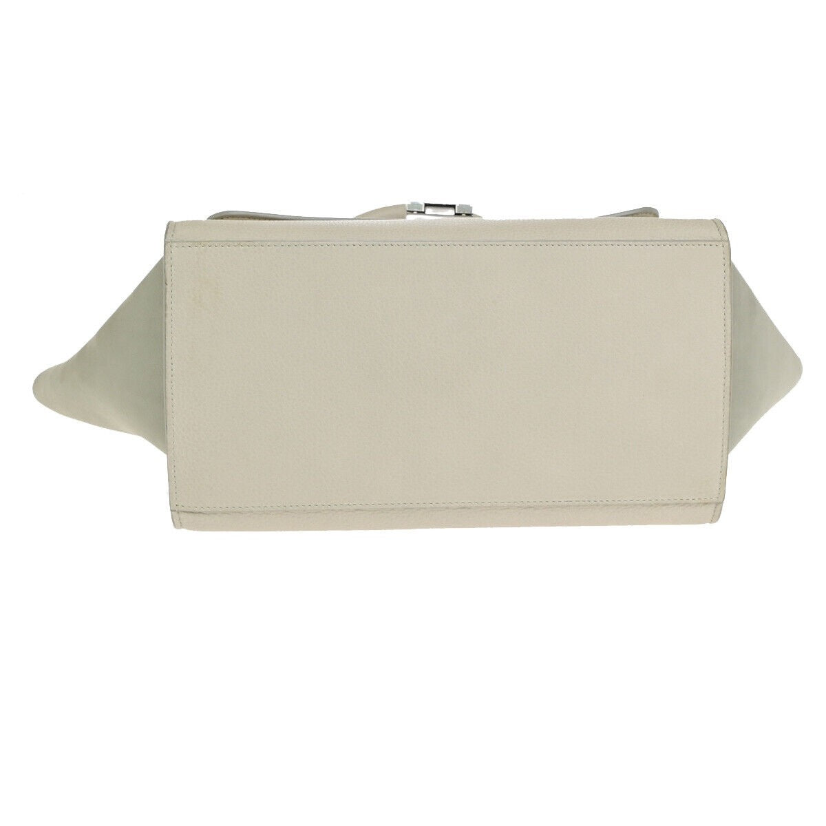 CELINE Logo Trapeze 2Way Shoulder Hand Bag Suede Patent Leather Beige 83YF548