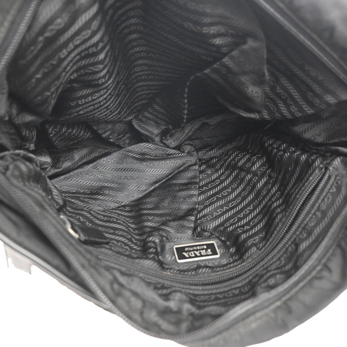 PRADA MILANO Tessuto Messenger Shoulder Bag Nylon Leather Black 64KC010