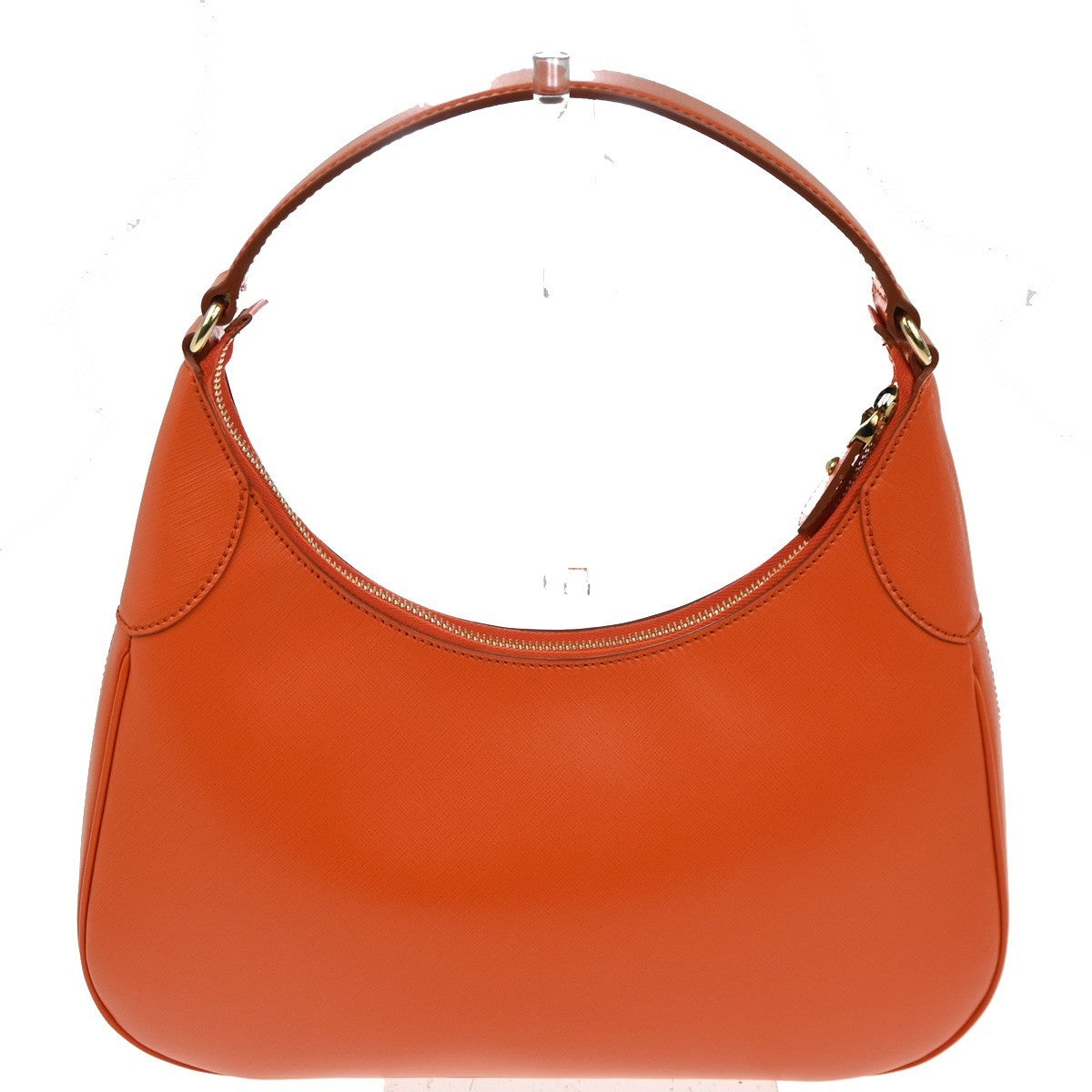 SALVATORE FERRAGAMO Gancini Logo Shoulder Bag Leather Orange GHW Italy 72RL709