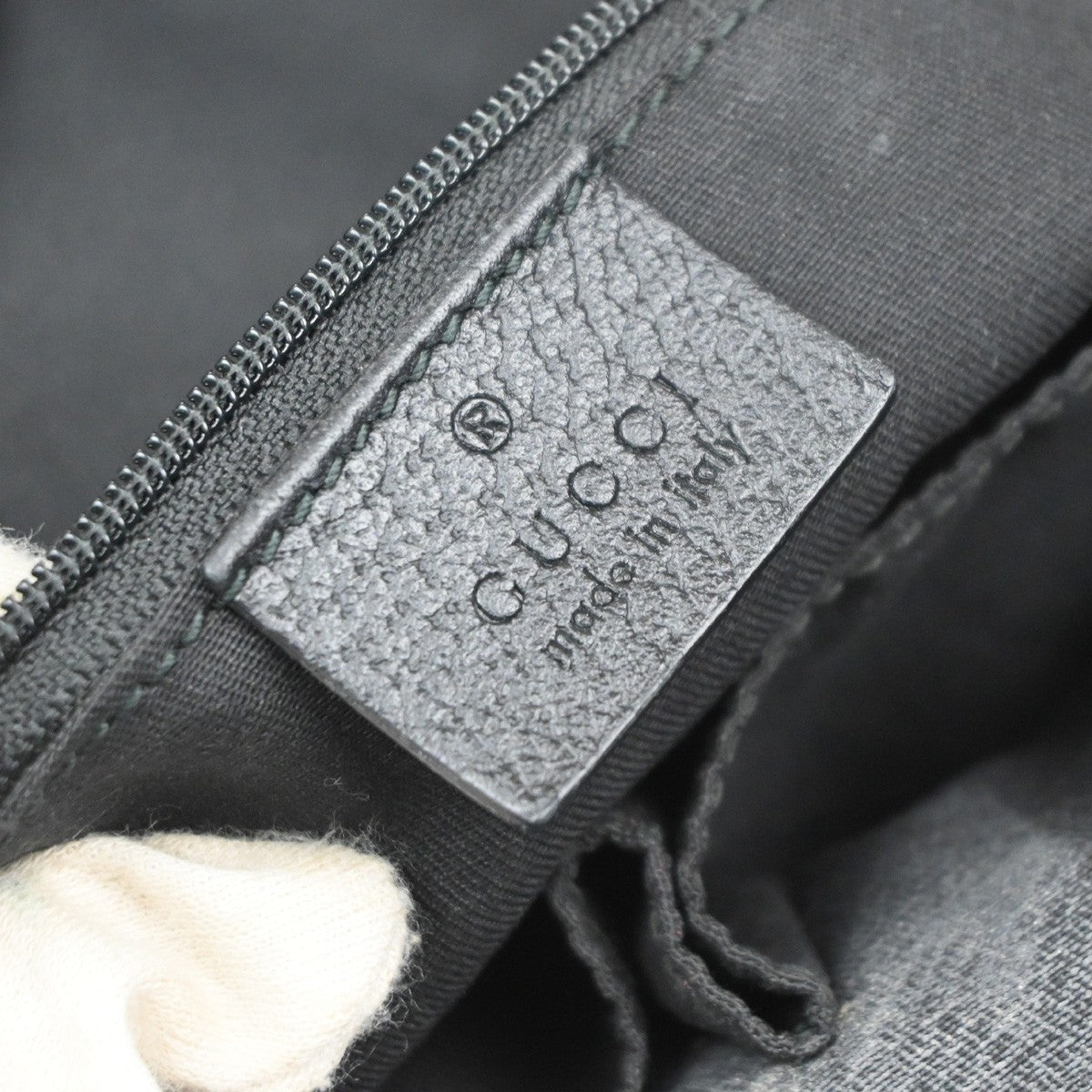 GUCCI Logo Abbey GG Tote Hand Bag Canvas Leather Black Italy GHW 34MA669