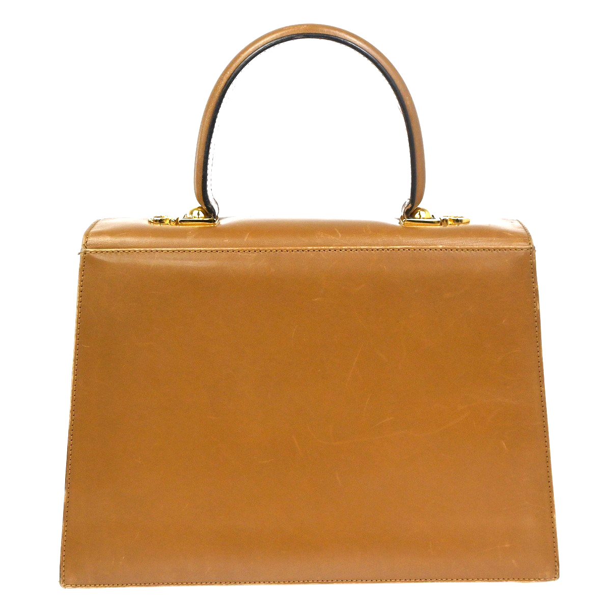 Salvatore Ferragamo Gancini Top Handle Bag Leather Brown GHW Italy 61CA782