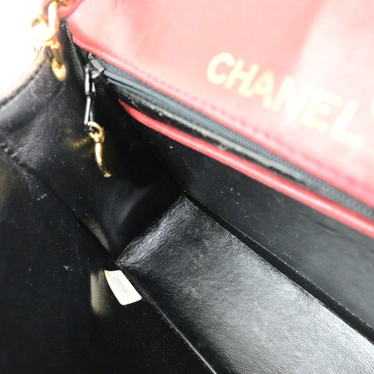 CHANEL CC Logo Mini Matelasse Chain Shoulder Bag Leather Red Vintage 335RF239