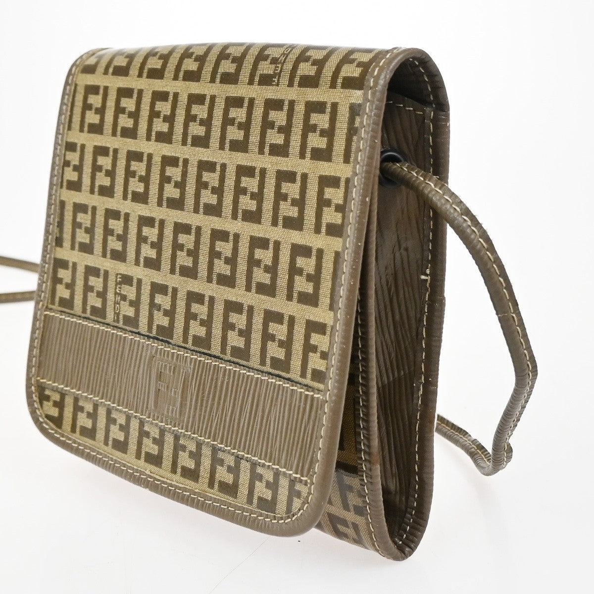 FENDI Zucca Zucchino Pattern Shoulder Bag PVC Leather Brown Italy 69TA646