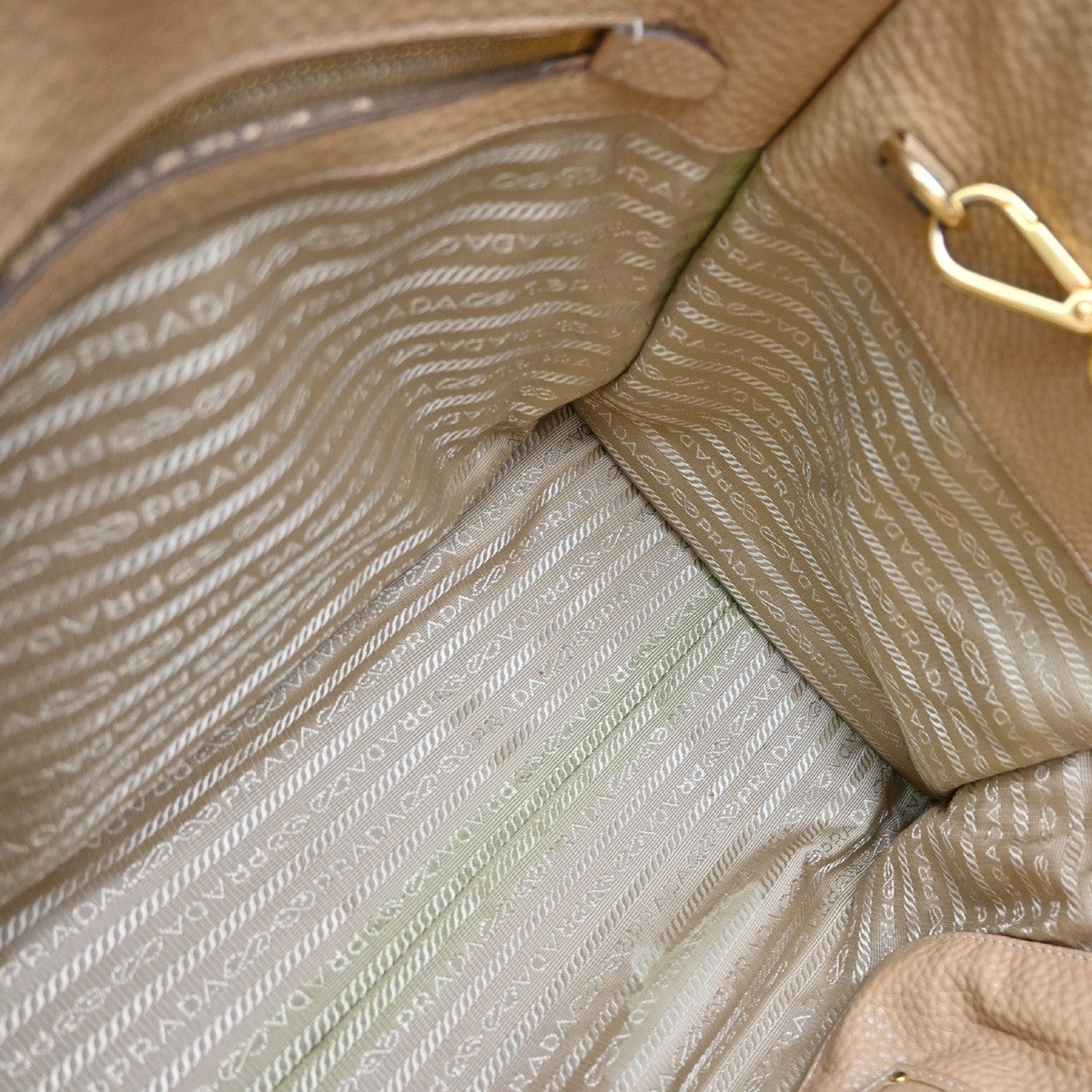 PRADA 2Way Shoulder Hand Tote Bag Vitello Daino Leather Beige GHW Italy 75KP078