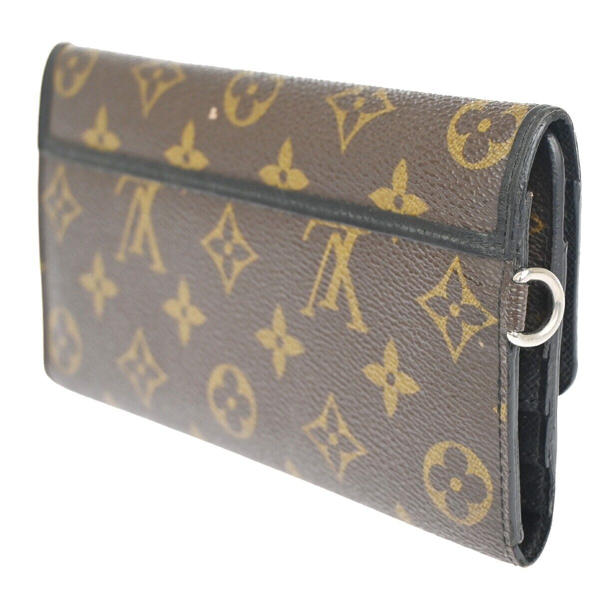 LOUIS VUITTON Long Trifold Wallet Purse Monogram Macassar Brown M60168 64GA626