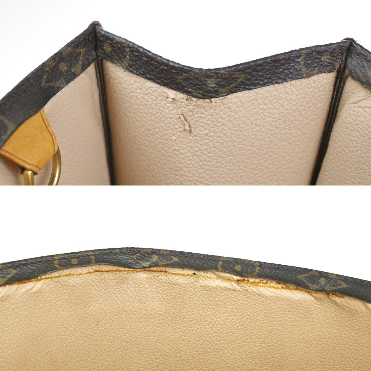 LOUIS VUITTON Logo Sac Plat Hand Tote Bag Monogram Leather Brown M51140 86KC402