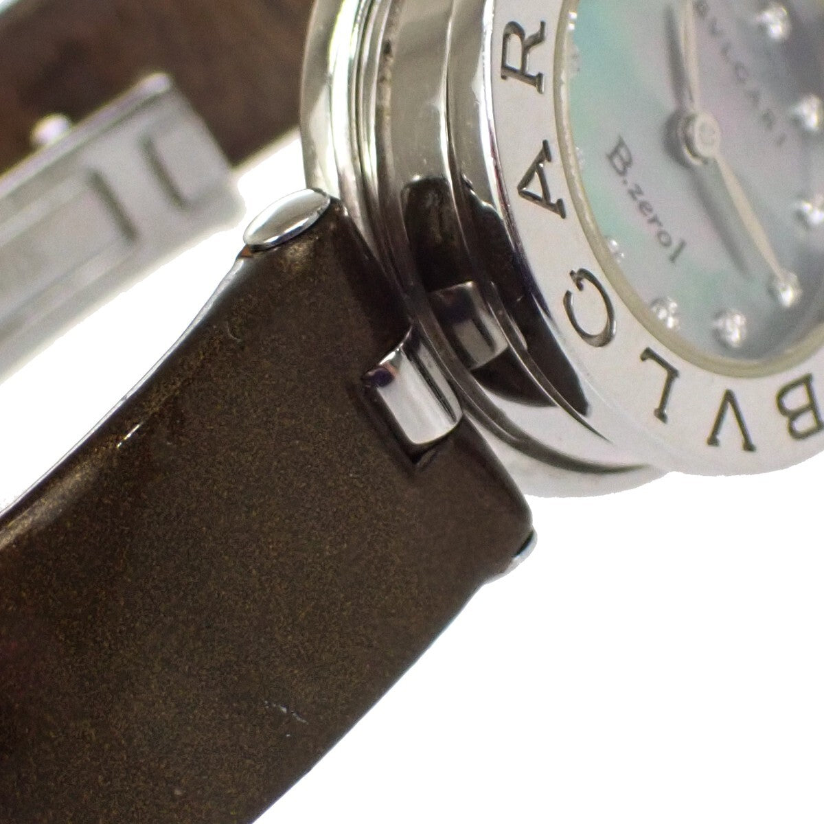 BVLGARI B.Zero1 Quartz Wrist Watch 22mm Diamond MOP Patent Leather BZ22S 13RH802