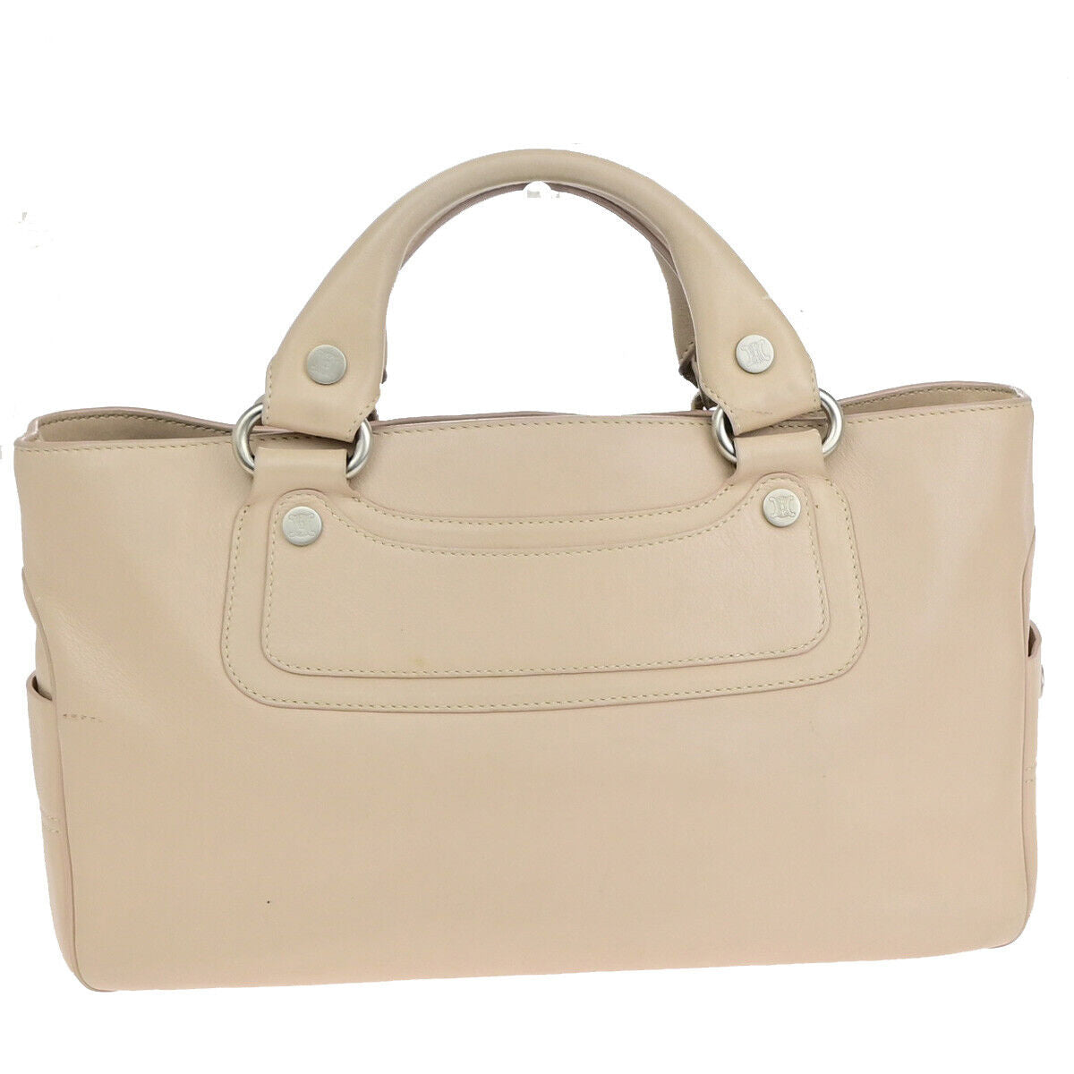 CELINE Logo Boogie Macadam Hand Bag Leather Light Pink SHW Italy 63YF055