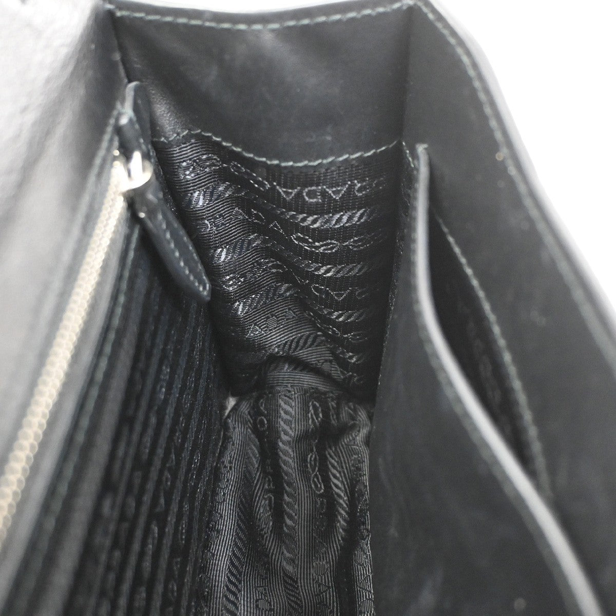 PRADA Logo Metal Ribbon Mini Shoulder Bag City Calf Leather Black SHW 79YJ076