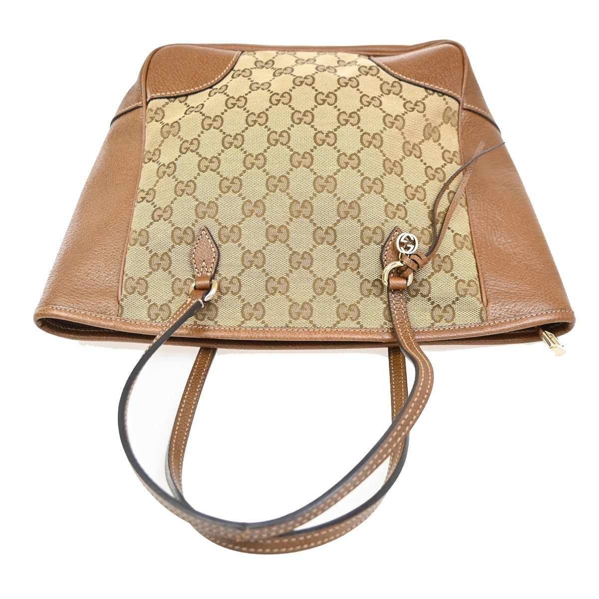 GUCCI GG 2way Shoulder Tote Bag Canvas Leather Beige GHW Italy 32KC351