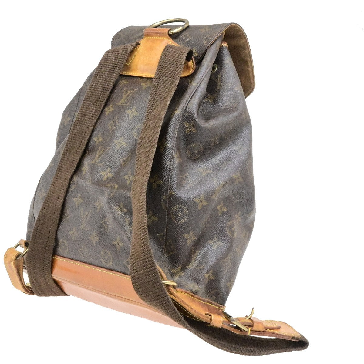 LOUIS VUITTON Montsouris GM Backpack Bag Monogram Leather Brown M51135 33YH110