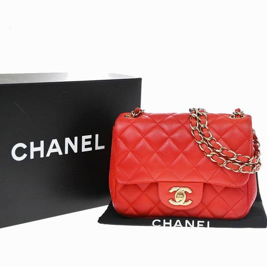 RPCHANEL CC Mini Matelasse Chain Shoulder Bag Leather Red GHW Vintage 887RP186