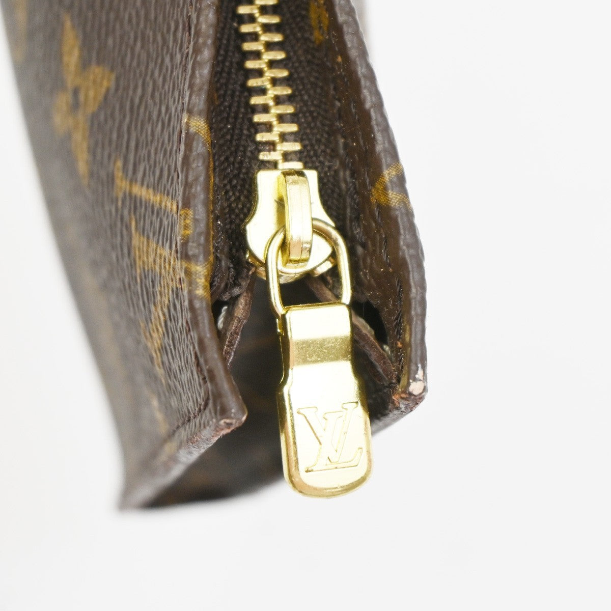 LOUIS VUITTON Logo BUCKET GM Pouch Bag Monogram Leather Brown France 60ZA160