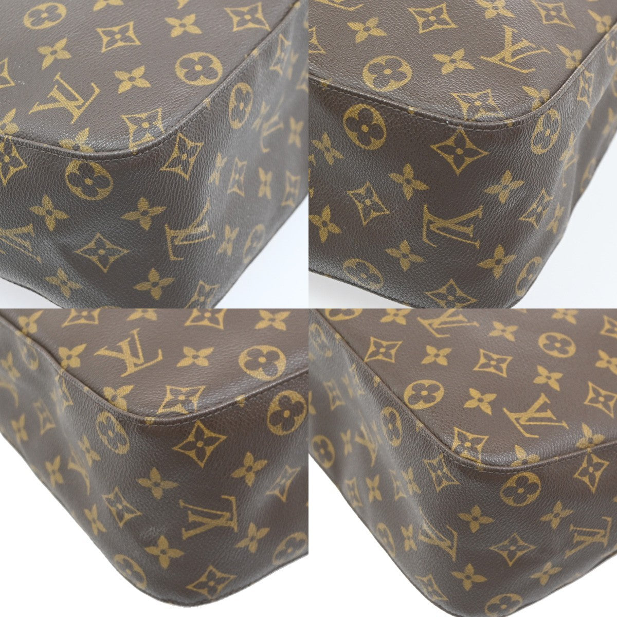 LOUIS VUITTON Logo Looping GM Shoulder Bag Monogram Leather Brown M51145 13PA045