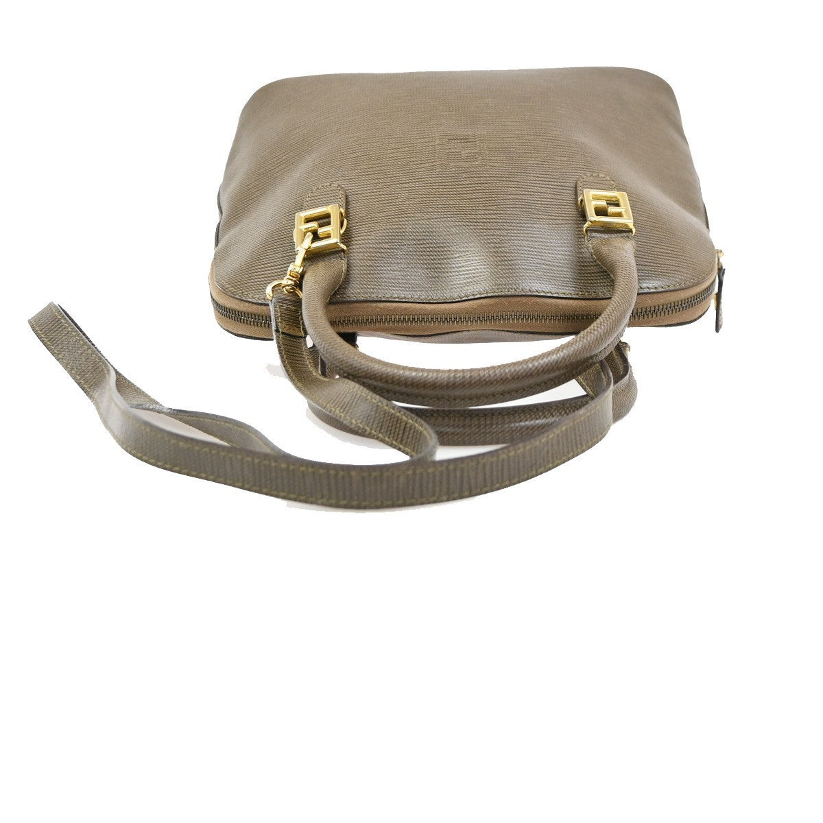 FENDI FF Logo 2way Shoulder Hand Bag Leather Brown GHW Italy 36KD108