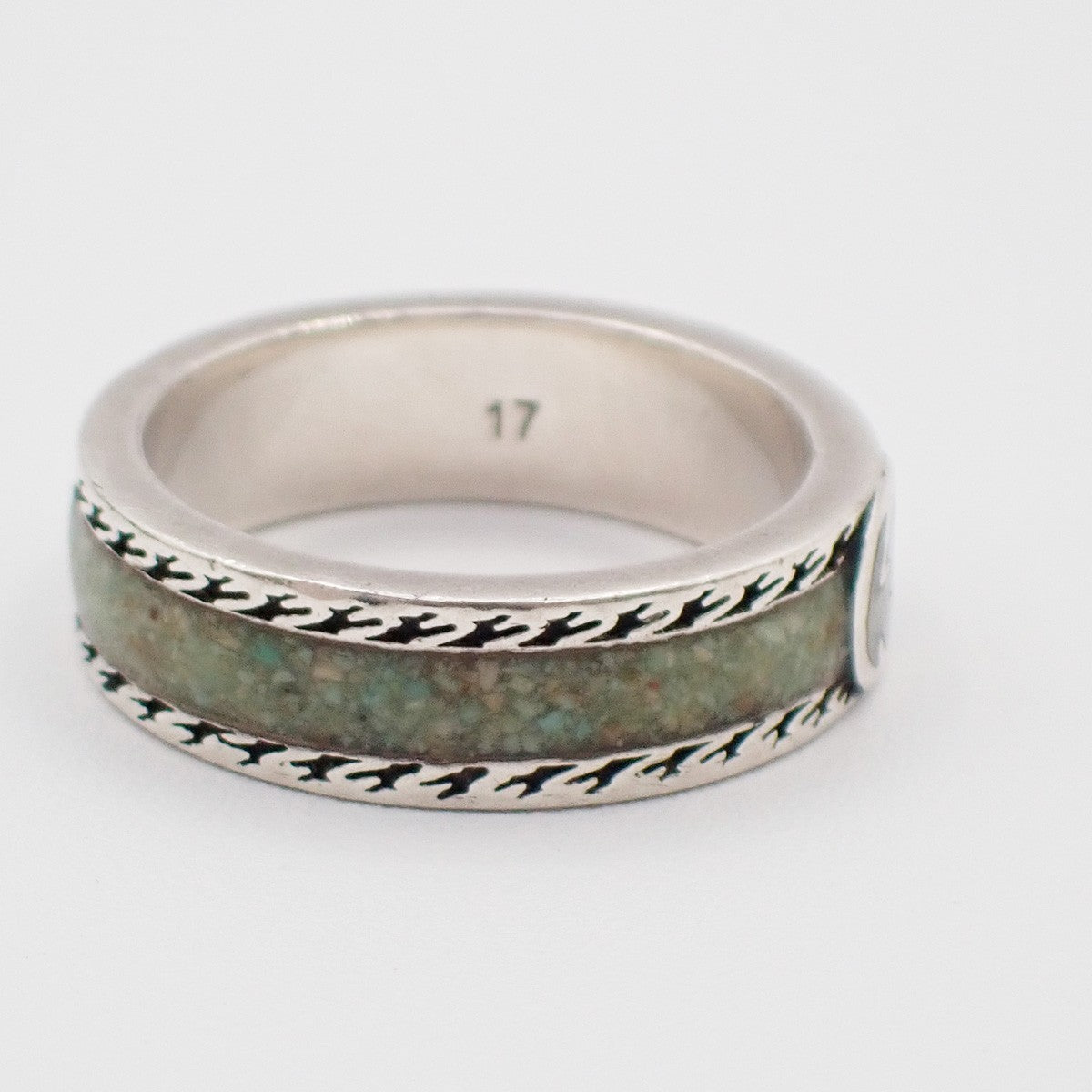 GUCCI Interlocking G Ring Ag 925 Size JP 17 US 8.5 Green Silver Italy 63YH795