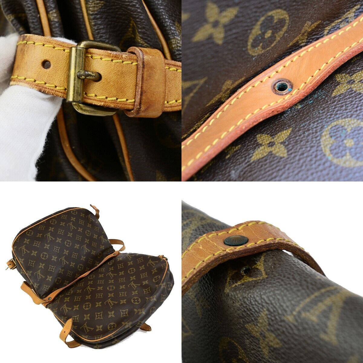 LOUIS VUITTON Logo Saumur 30 Shoulder Bag Monogram Leather Brown M42256 88ED062