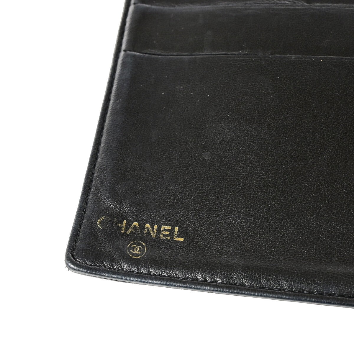CHANEL CC Logo Long Bifold Wallet Purse Grained Calfskin Leather Black 38RK582