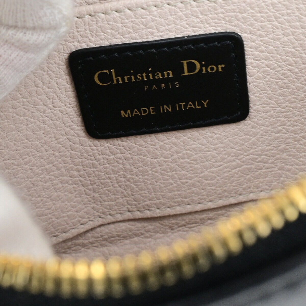 CHRISTIAN DIOR Logo Cannage Caro Mini Pouch Bag Leather Black GHW Italy 85RK740