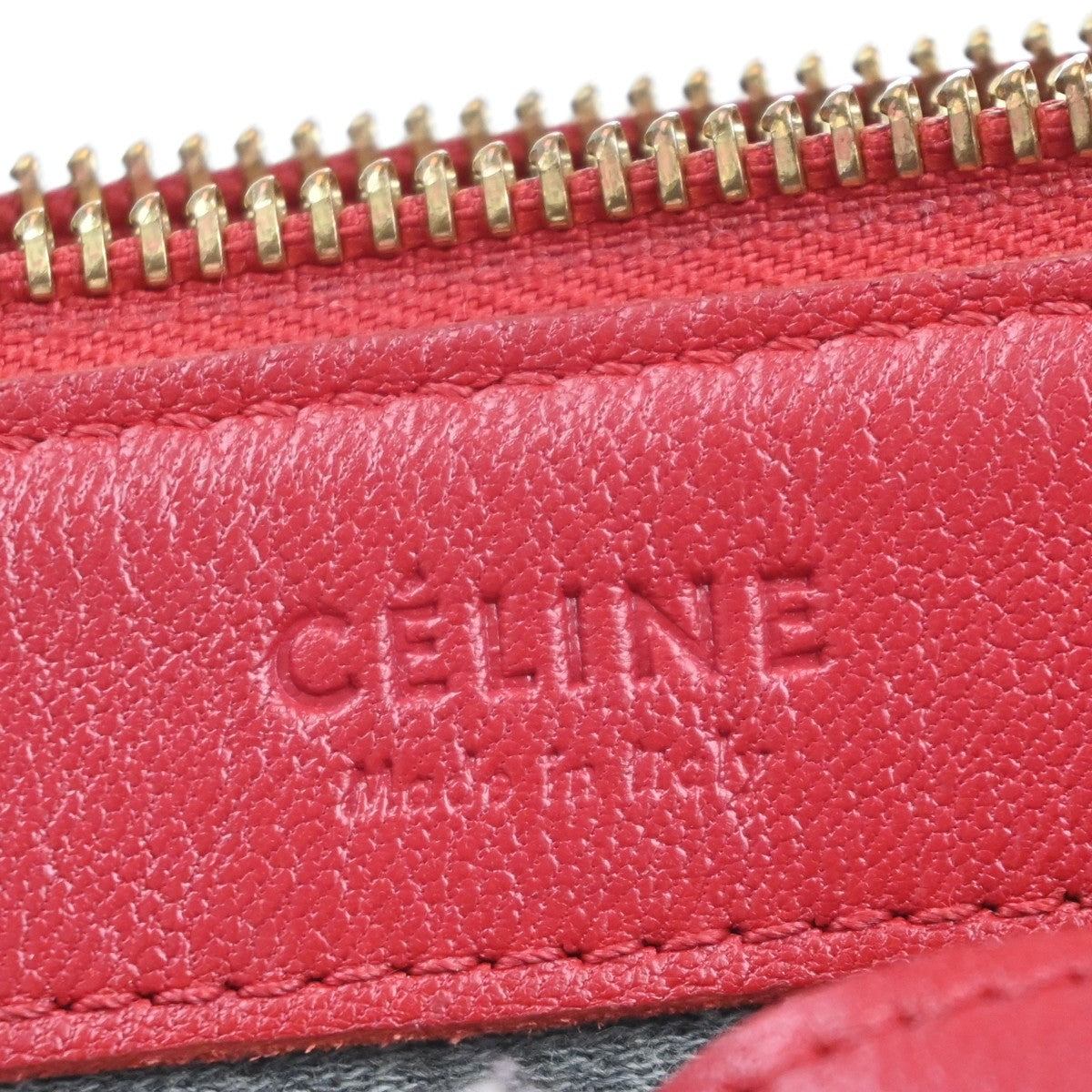CELINE Logo Trio Small Crossbody Shoulder Bag Leather Red Italy GHW 32MA305