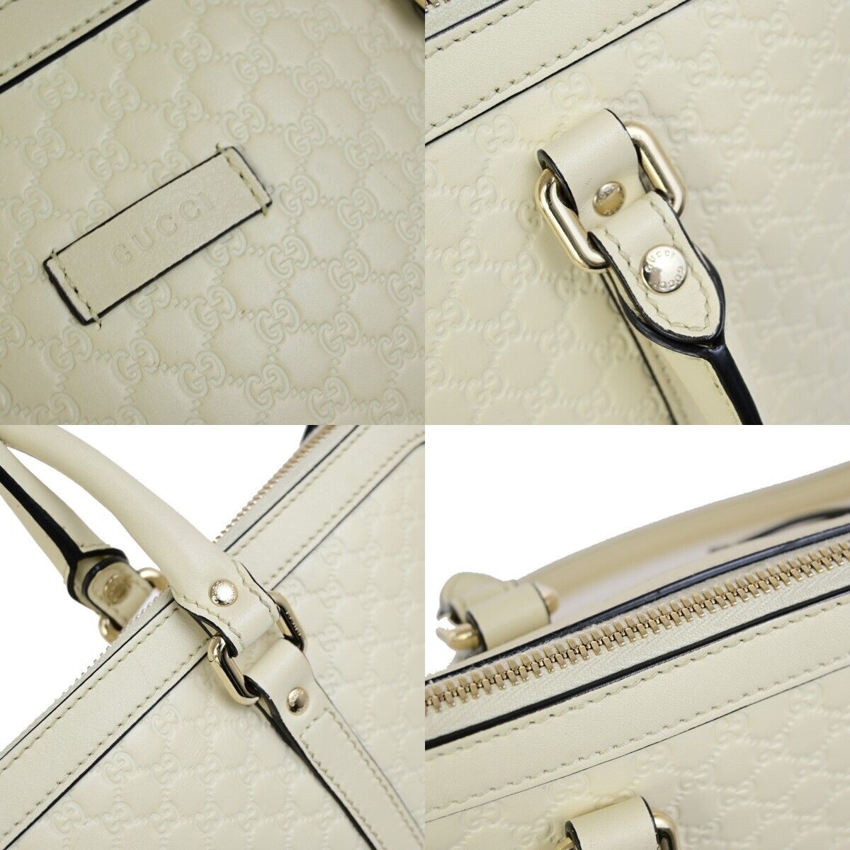 GUCCI Micro GG Guccissima 2Way Shoulder Hand Bag Leather White Italy 23ED010