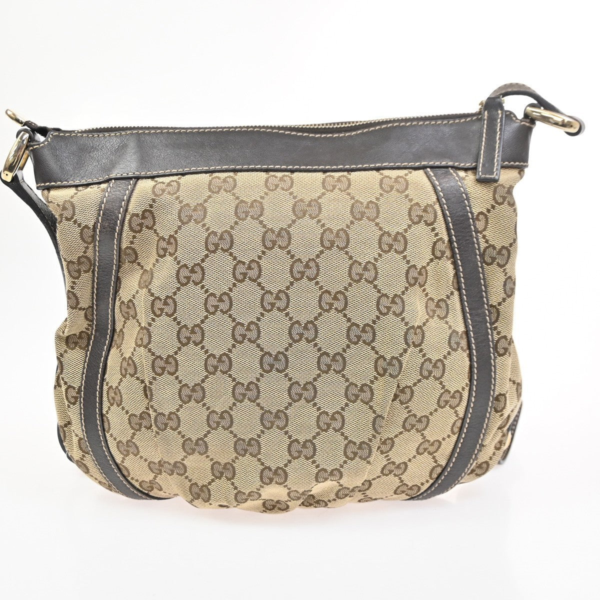 GUCCI GG Pattern Abbey D-ring Shoulder Bag Canvas Leather Brown Italy  30KC604