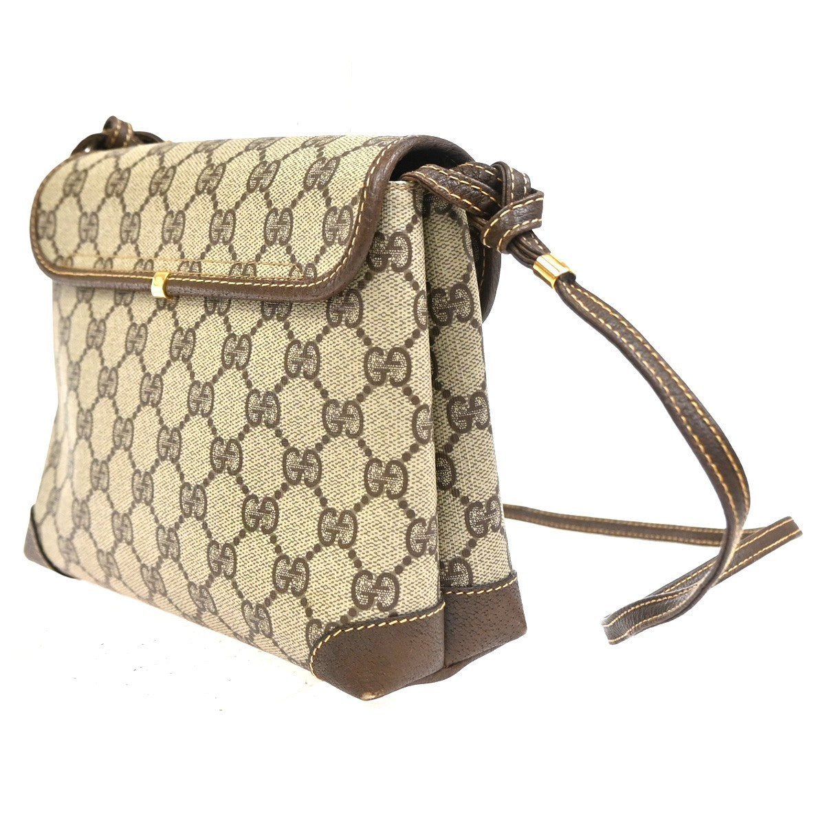 GUCCI GG Pattern Shoulder Bag PVC Leather Brown Italy GHW 38TA614