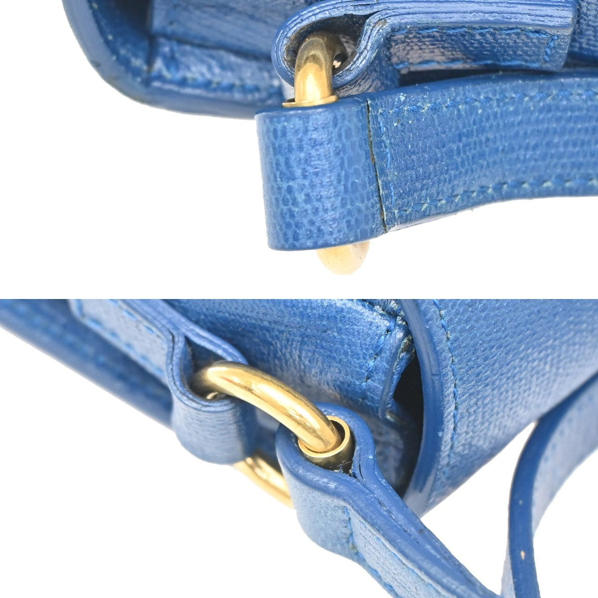 YVES SAINT LAURENT YSL Textured Shoulder Bag Calfskin Leather Navy Blue 69CA594