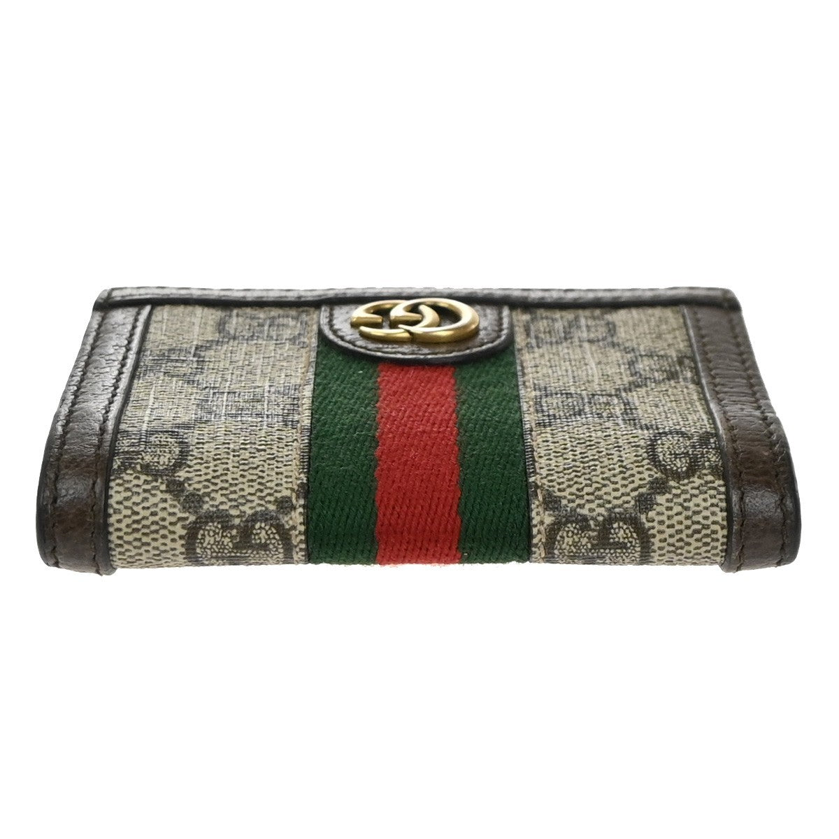 GUCCI Logo GG Pattern Sherry Compact Wallet Supreme Leather Brown 69EG386