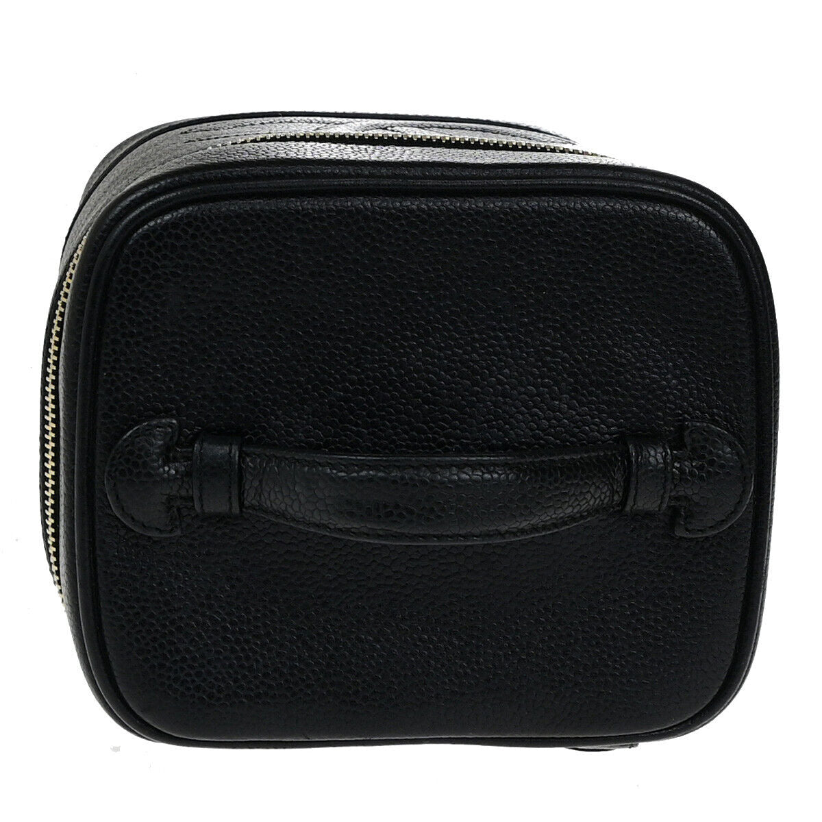 CHANEL CC Logo Vanity Hand Bag Grained Calfskin Leather BK GHW Vintage 42RK716