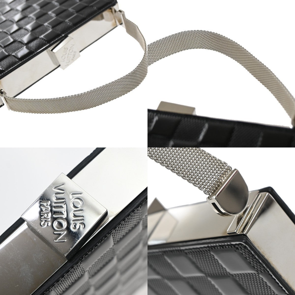 LOUIS VUITTON Ange Hand Bag Damier Vernis Leather Black Silver M92103 75KB434