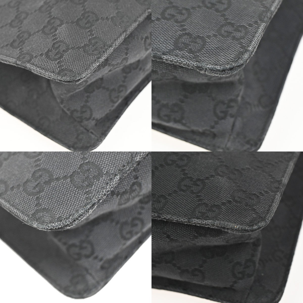 GUCCI GG Pattern Crossbody Shoulder Bag Canvas Leather Black SHW Italy 87YJ080