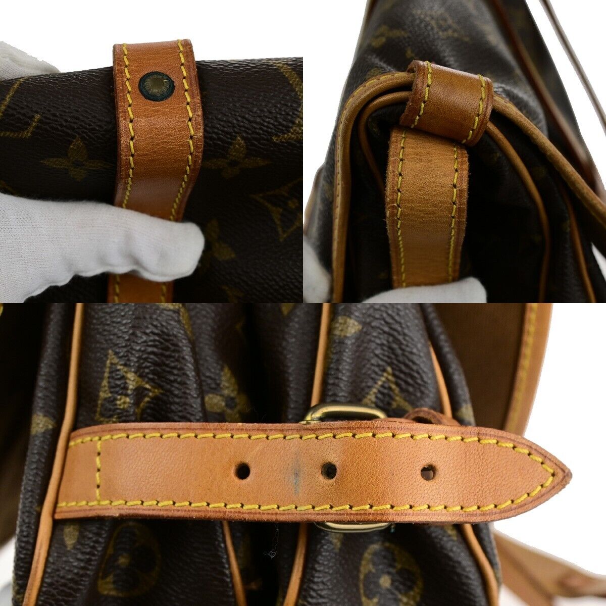 LOUIS VUITTON Logo Saumur 30 Shoulder Bag Monogram Leather Brown M42256 16ED410