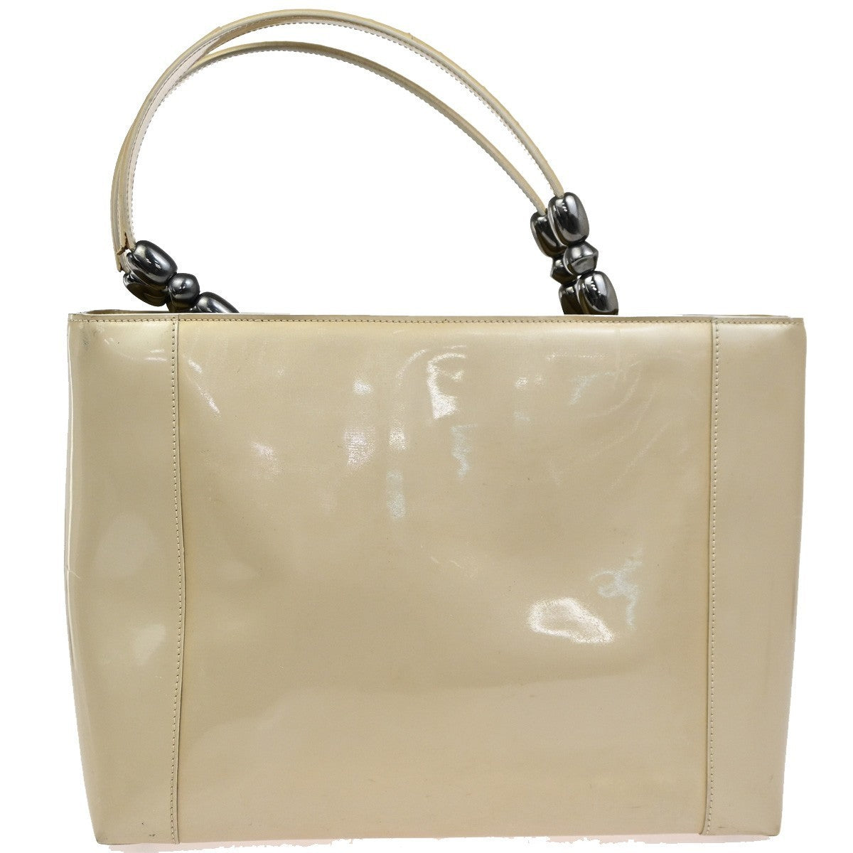 CHRISTIAN DIOR Maris Pearl Hand Bag  Hand Bag Patent Leather Beige SHW 30YH858
