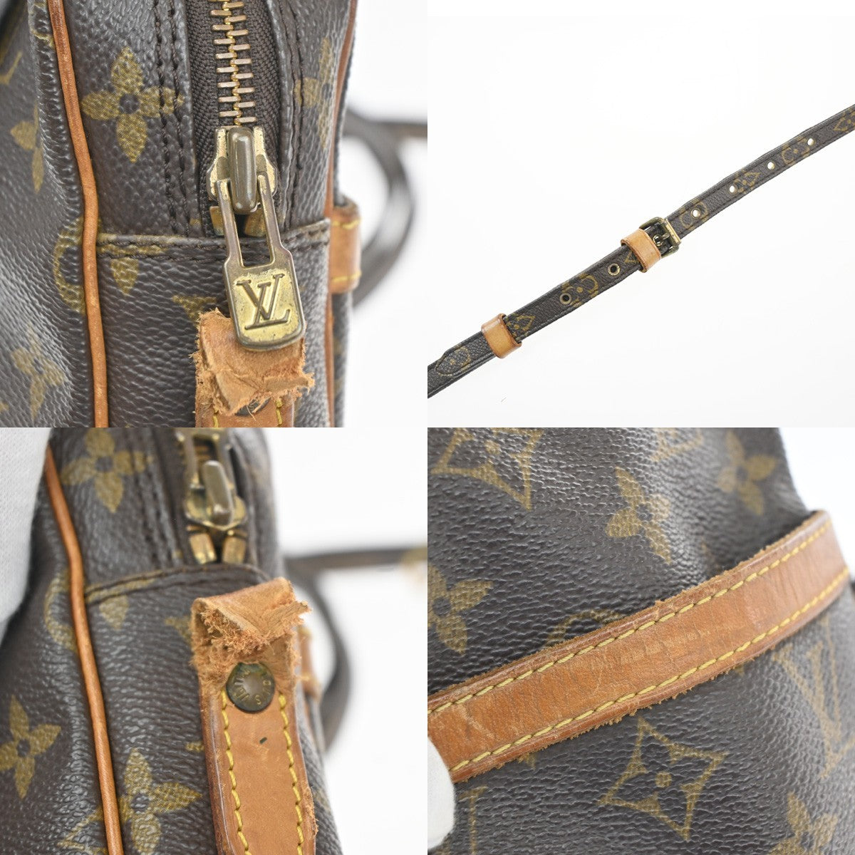 LOUIS VUITTON Danube Shoulder Bag Monogram Leather Brown France M45266 62KC659