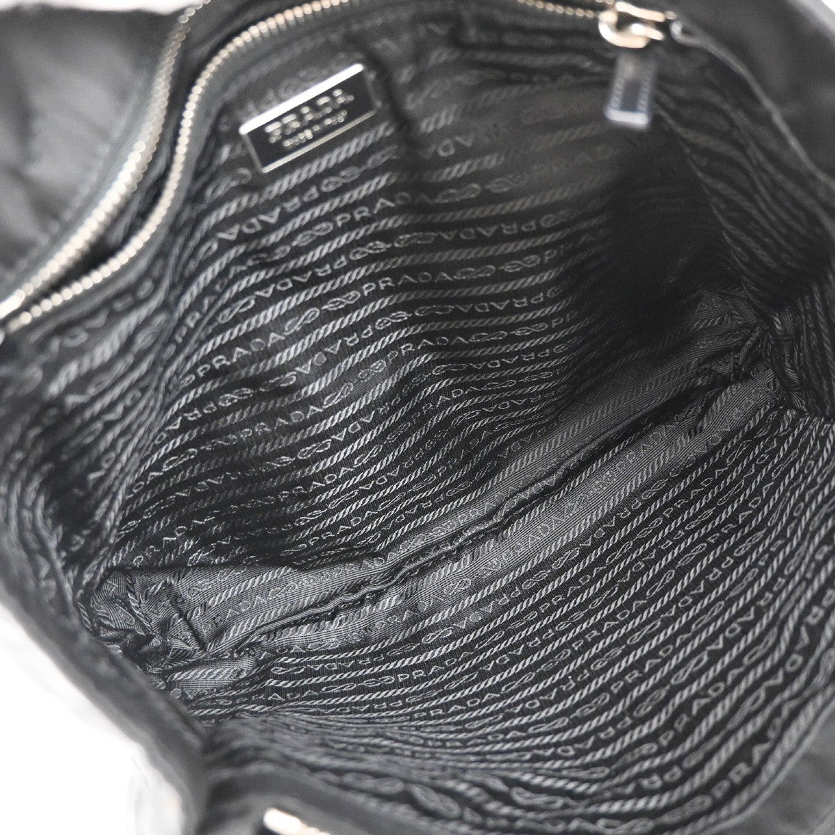 PRADA MILANO Logo Tessuto Shoulder Tote Bag Nylon Leather Black Nero 80KB461