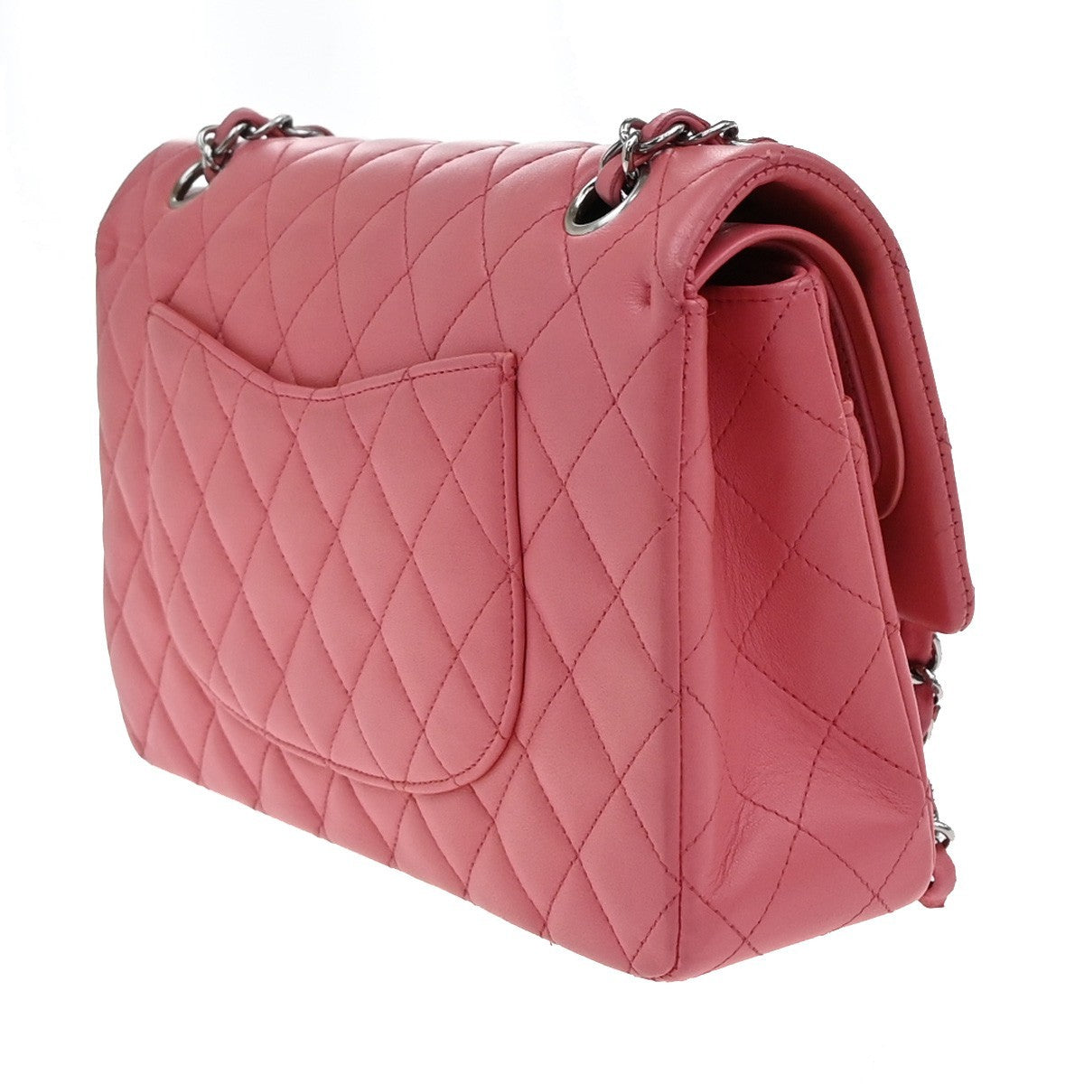CHANEL CC Matelasse 25 Double Flap Chain Shoulder Bag Leather Pink SHW 791RF617