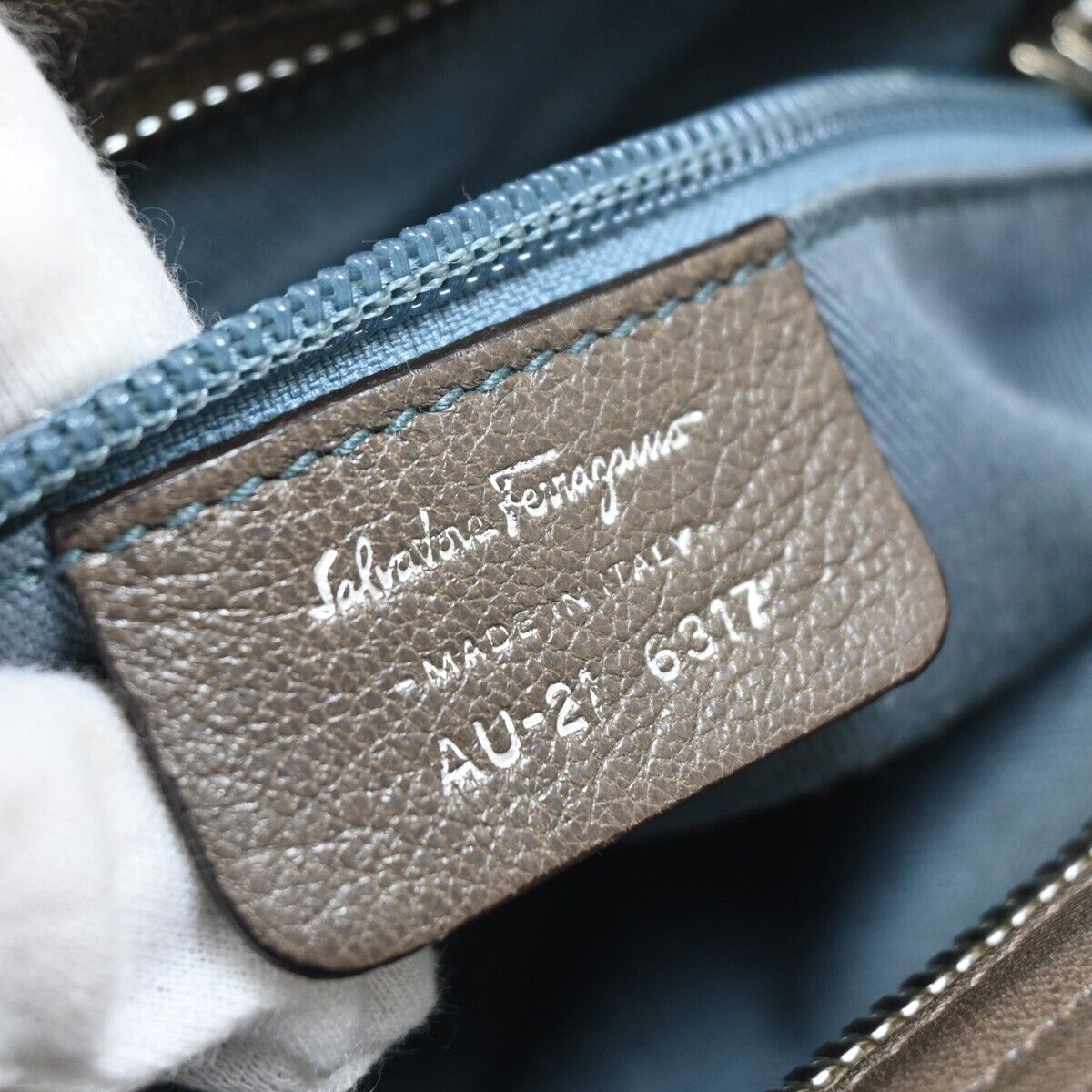 SALVATORE FERRAGAMO Logo Marisa Gancini Shoulder Bag Leather Gray Italy 69FA576