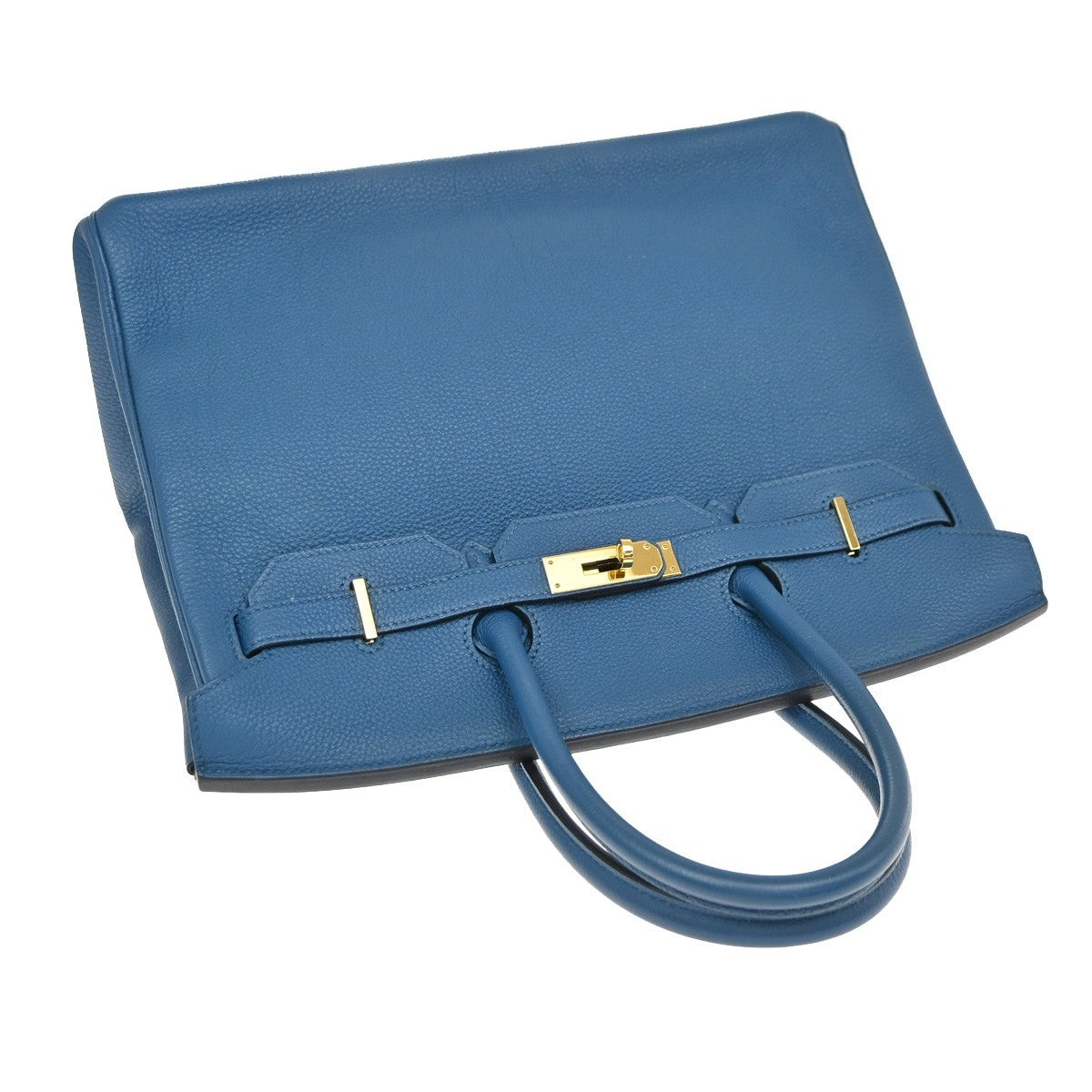 HERMES Birkin 35 Hand Bag Togo Leather Square Q Blue de Galice GHW 6600LC640